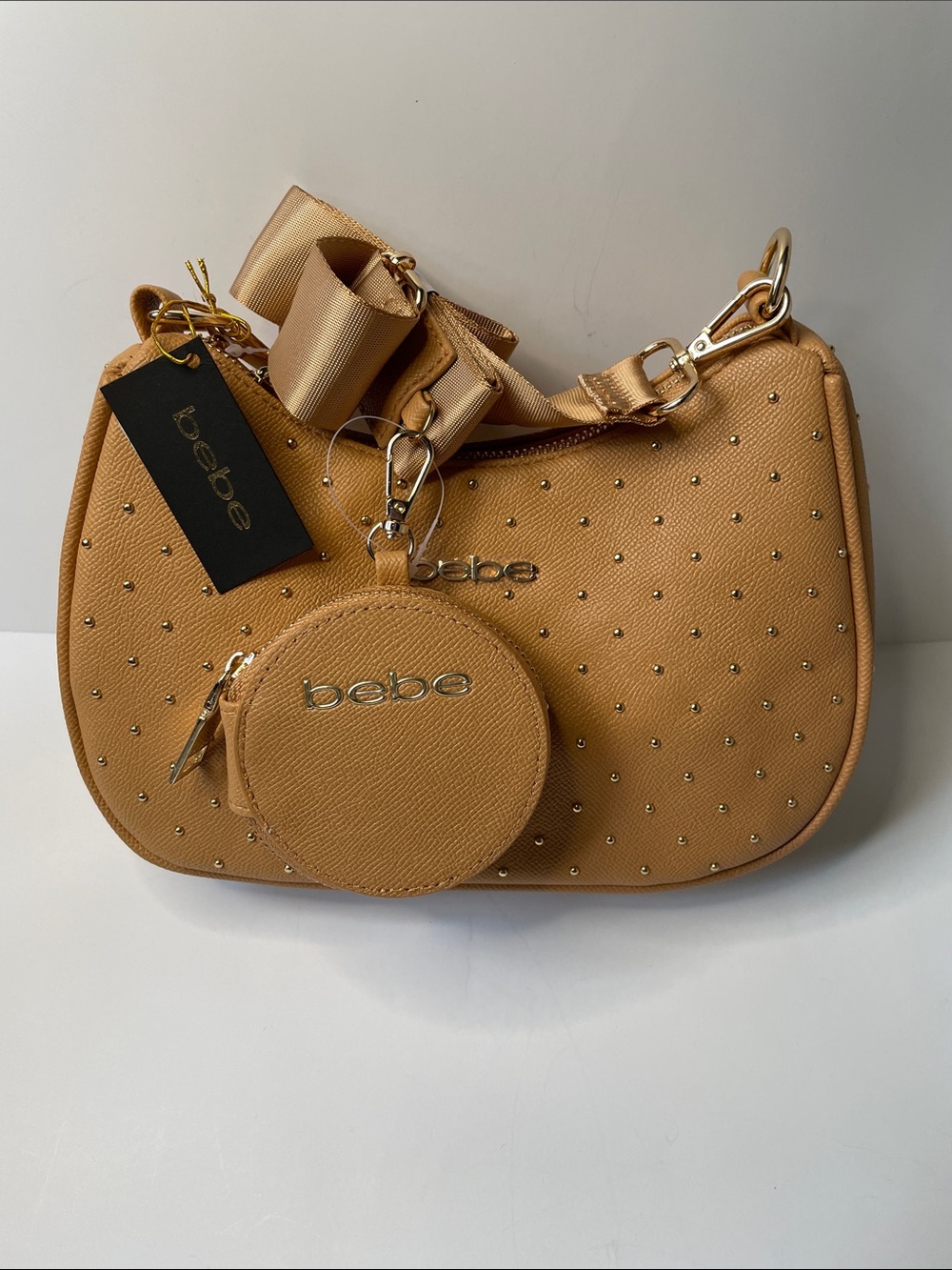 NWT bebe Tan Shoulder Bag with Round Coin Pouch